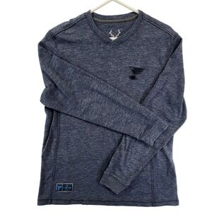 Salute Mens Large Blue St. Louis Blues NHL Hockey Long‎ Sleeve V-Neck Shirt Fan
